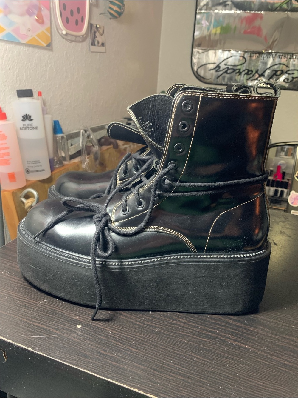 Steve Madden leather platform boots